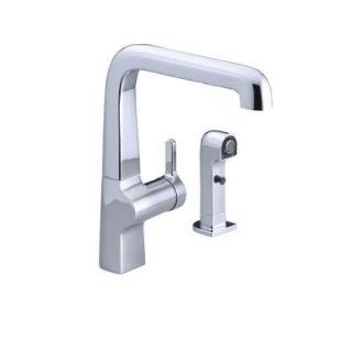 KOHLER Evoke Single Hole Single Handle High Arc Kitchen Sink Faucet with Side Spray in Polished Chrome K 6334 CP