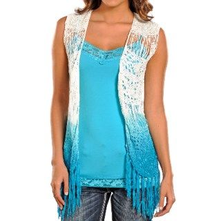 Rock & Roll Cowgirl Dip Dyed Crochet Vest (For Women) 86