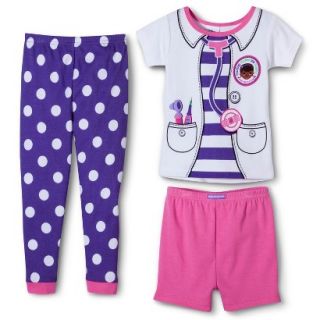 Doc McStuffins Toddler Girls 3 Piece Short Sleeve Pajama Set