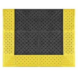 NoTrax No Trax Cushion Lok Black with Yellow Border 30 in. x 60in. PVC Anti Fatigue/Safety Mat 520