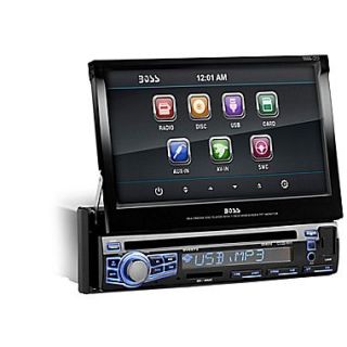 Boss In Dash Single DIN 7 Motorized Touchscreen Monitor DVD Player With Front USB Port