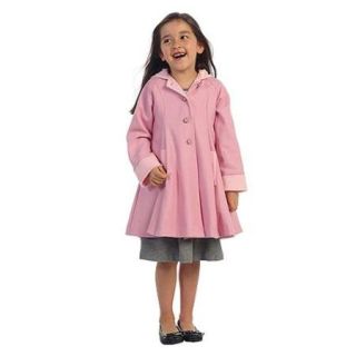 Angels Garment Girls Size 7/8 Pink Wool Hooded Swing Coat