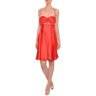 Marc Bouwer Womens Glamit Rhinestone Red Silk Cocktail Evening Dress