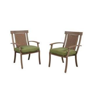 Hampton Bay Bloomfield Woven Patio Dining Chair with Moss Cushion (2 Pack) 151 039 DC2