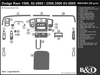 2002 2005 Dodge Ram Wood Dash Kits   B&I WD439A DCF   B&I Dash Kits