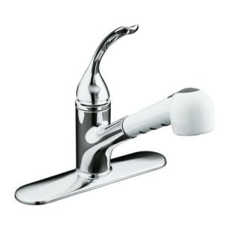 KOHLER Coralais Single Handle Pull Out Sprayer Kitchen Faucet with White Sprayhead in Polished Chrome K 15160 LA CP