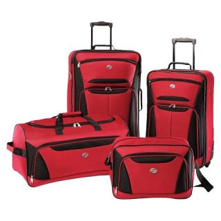 American Tourister Fieldbrook II 4 piece luggage set   Red and Black
