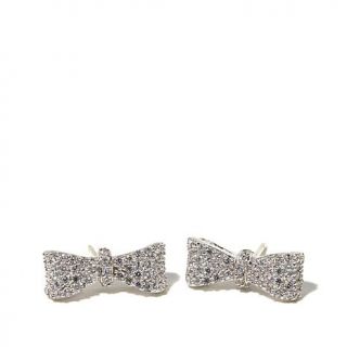 King Baby Jewelry .63ctw Pavé CZ Sterling Silver Bow Earrings   7608877