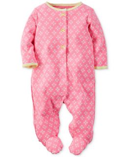 Carters Baby Girls Footed Pink Geometric Print Coverall   Kids