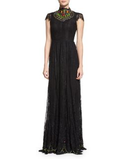Alice + Olivia Arwen Beaded Lace Gown