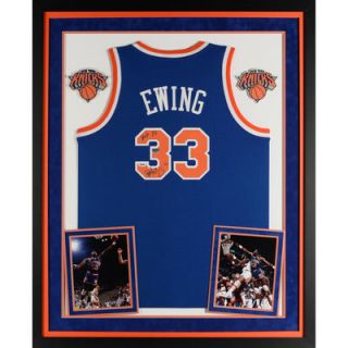 Patrick Ewing New York Knicks  Authentic Deluxe Framed Autographed Blue Adidas Jersey with HOF 08 Inscription   Limited Edition of 33