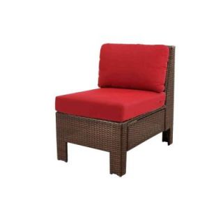 Hampton Bay Beverly Patio Sectional Middle Chair with Cardinal Cushion 65 510233M