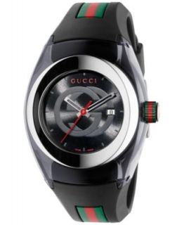 Gucci Watch, Mens Swiss Coupe Green and Red Stripe White Perforated