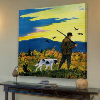 Duck Hunter and Dog by Paul Bransom Painting Print on Wrapped Canvas