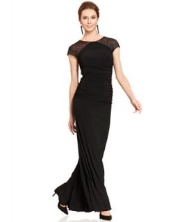 JS Boutique Cap Sleeve Illusion Gown   Dresses   Women