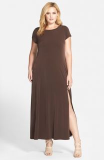 MICHAEL Michael Kors Cap Sleeve Side Slit Maxi Dress (Plus Size)