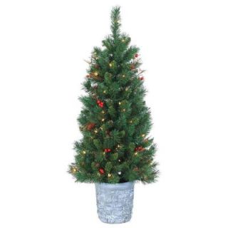 Sterling 4 ft. Pre Lit Hard/Mixed Needle Hazelwood Pine Artificial Christmas Tree with Clear Lights in Pot 5580  40C