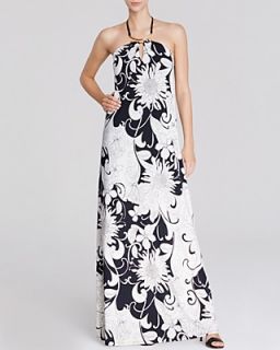 Trina Turk Maxi Dress   Floral Print Halter Neck