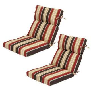 Hampton Bay Majestic Stripe High Back Outdoor Chair Cushion (2 Pack) 7718 02000200