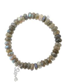 Sydney Evan 8mm Faceted Labradorite Beaded Bracelet with 14k White Gold/Diamond Love Charm (Made to Order)