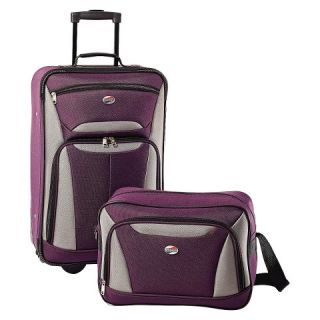 American Tourister Fieldbrook II 2 piece luggage set   Purple and Grey