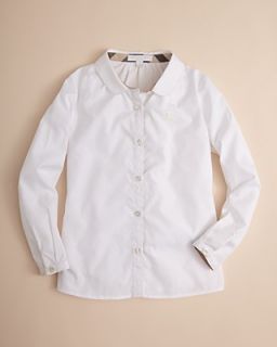 Burberry Girls� White Button Down Shirt � Sizes 7 14