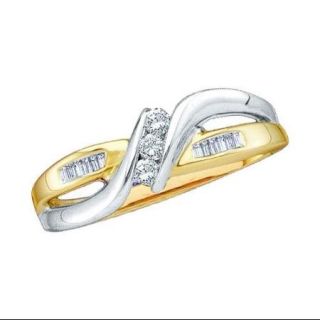 14K Yellow Gold 0.15ctw Fancy Channel Set Diamond Bypass Wedding Fashion Ring