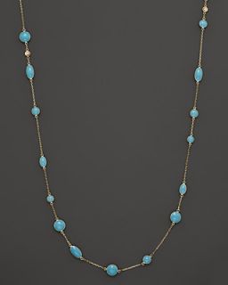 Roberto Coin 18K Yellow Gold, Diamond and Turquoise Enamel Necklace, 35"