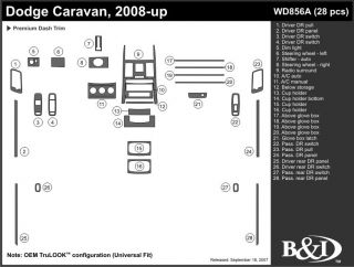 2008, 2009, 2010 Dodge Grand Caravan Wood Dash Kits   B&I WD856A DCF   B&I Dash Kits