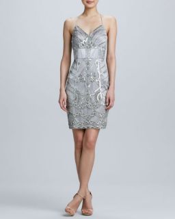 Sue Wong T Back Strap Embroidered Cocktail Dress