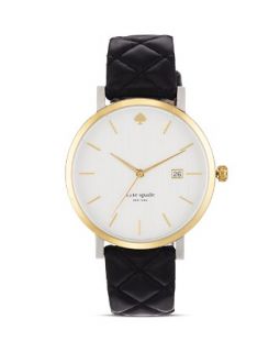 kate spade new york Large Black Quilted Metro Watch, 38mm