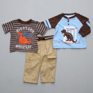 Baby Togs Infant Boys Dino Tops Cargo Pant 3  Piece Set  