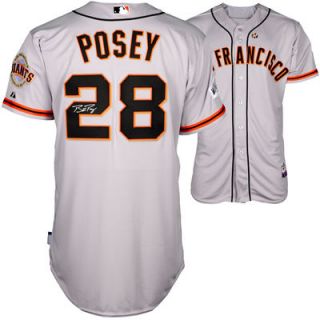 Buster Posey San Francisco Giants  Authentic Autographed 2014 World Series Gray Jersey