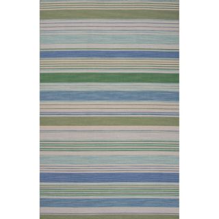 Handmade Flat Weave Bold Stripe Pattern Blue Rug (2 x 3)