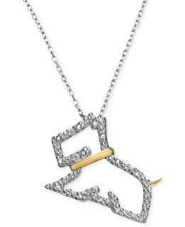 Diamond Necklace, Sterling Silver Diamond Dog Pendant (1/10 ct. t.w.)