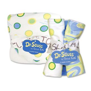 Trend Lab Dr. Seuss Oh, the Places You'll Go 6 Piece Hooded Towel and Wash Cloth Bath Set   Blue    Trend Lab