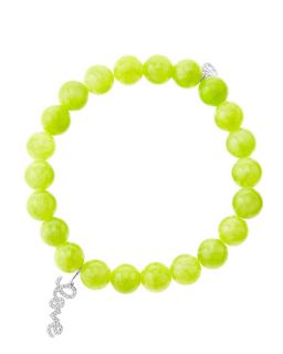 Sydney Evan 8mm Smooth Lime Jade Beaded Bracelet with 14k  White Gold/Diamond Love Charm (Made to Order)