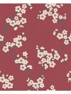 Graham & Brown Red silver cherry blossom wallpaper
