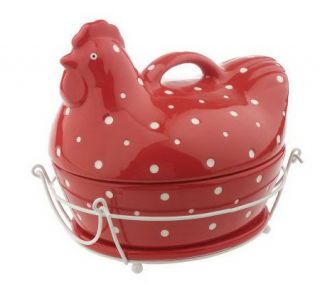 Temp-Tations, Kitchen, Temptation Blue And White Polka Dot Rooster  Measuring Spoon Set