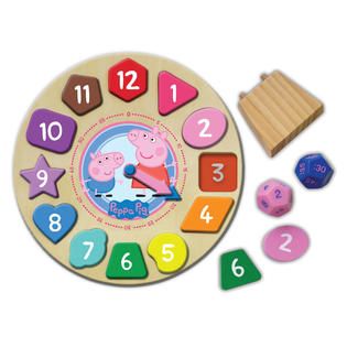 Longshore Ltd HK 12 Piece Peppa Pig Wooden Puzzle Clock   Toys & Games