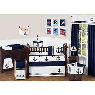 Sweet Jojo Designs Anchors Away Nautical Baby Bedding 9pc Crib Set by