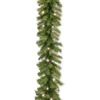 National Tree 9' x 10" Norwood Fir Garland with 50 Concave Soft White LED Lights