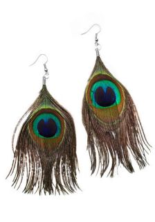 Peacock Feather Earrings  Mod Retro Vintage Earrings