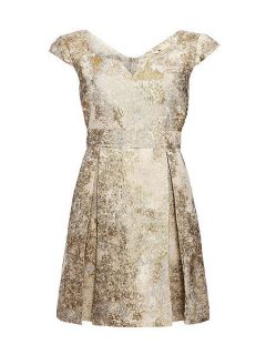 Yumi Metallic Jacquard Party Dress Ivory