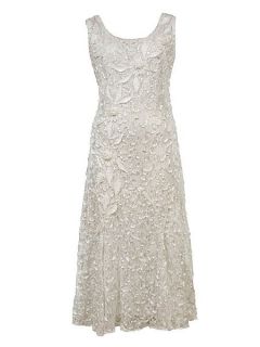 Chesca Plus Size Lace dress with cornelli trim Ivory