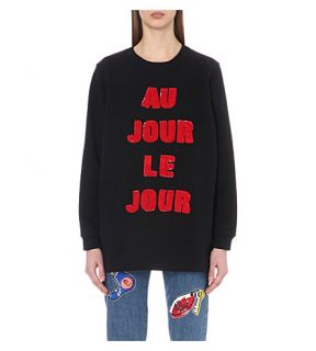 AU JOUR LE JOUR   Sequin embellished cotton jersey sweatshirt