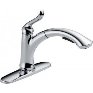 Delta 4353 DST Linden Single Handle Pull Out Kitchen Faucet   Chrome