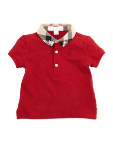 Burberry Mini Pique Polo Shirt, Red