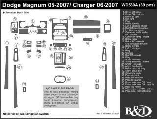 2006, 2007 Dodge Charger Wood Dash Kits   B&I WD560A DCF   B&I Dash Kits