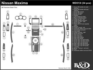 2004, 2005, 2006 Nissan Maxima Wood Dash Kits   B&I WD513I DCF   B&I Dash Kits